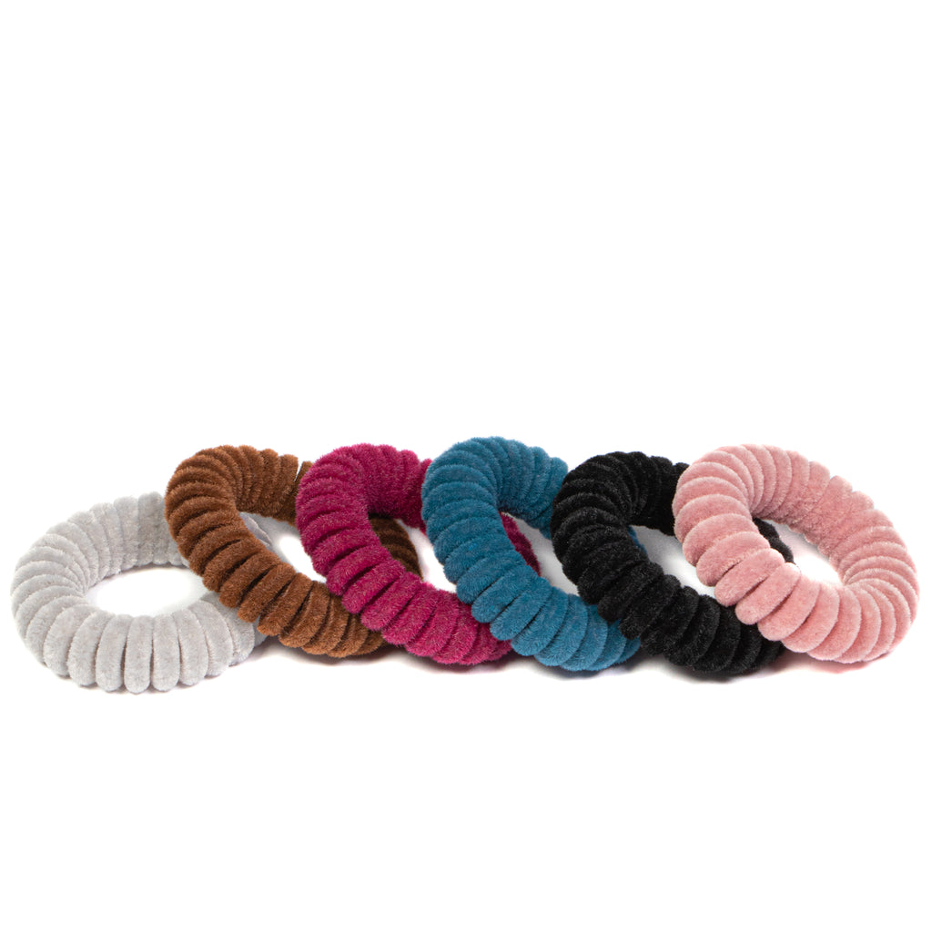 Cozy Late Night Velvet Coil Hair Ties 6 pack