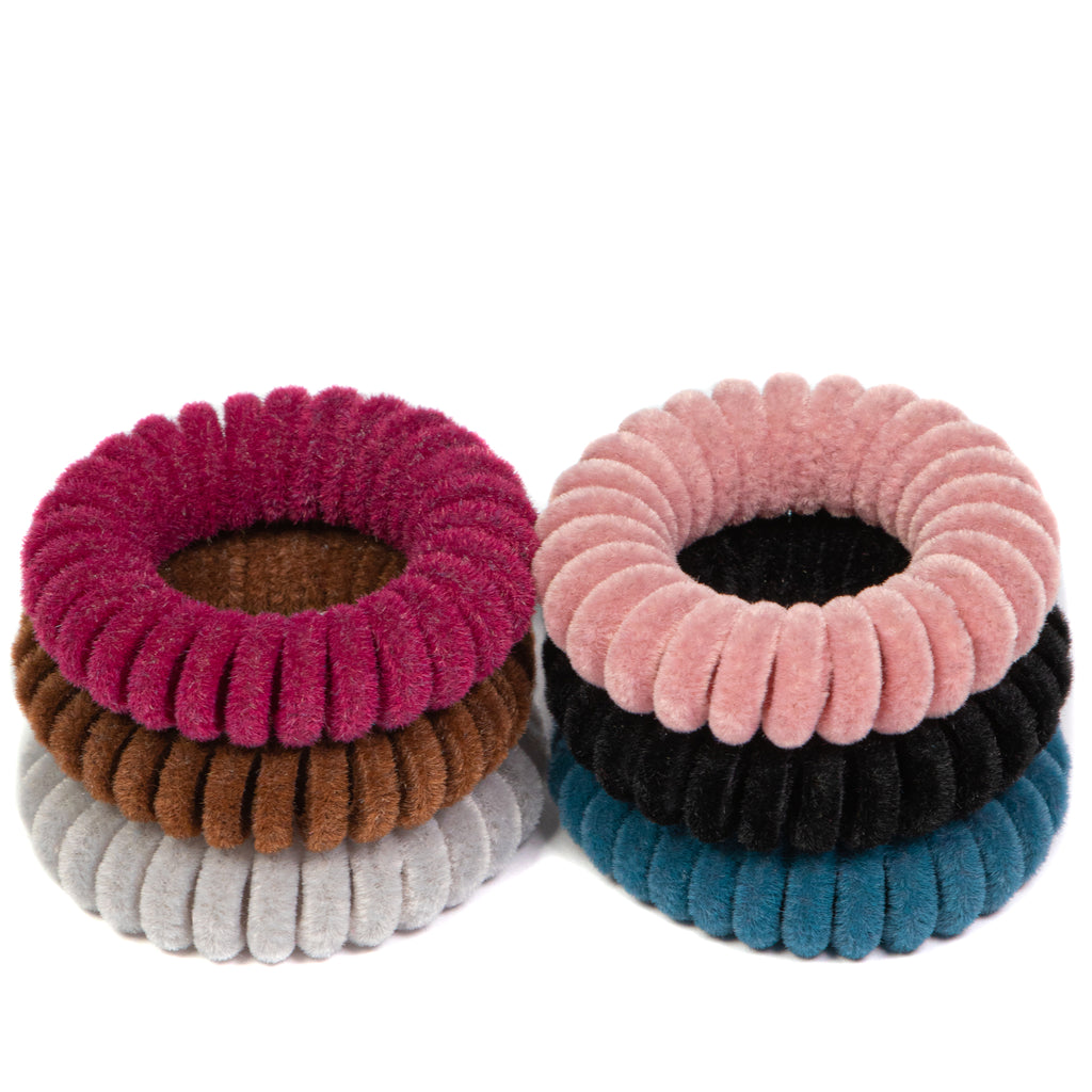 Cozy Late Night Velvet Coil Hair Ties 6 pack