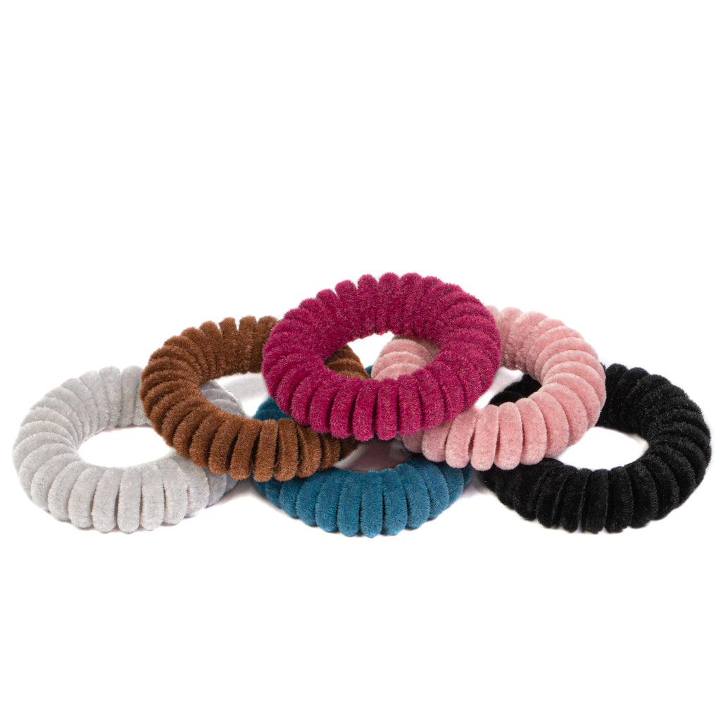 Cozy Late Night Velvet Coil Hair Ties 6 pack