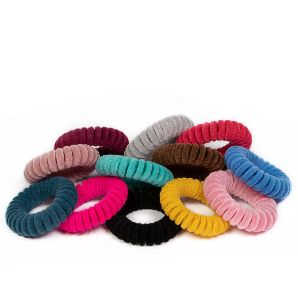 Velvet Coil Hair Ties 12 pack